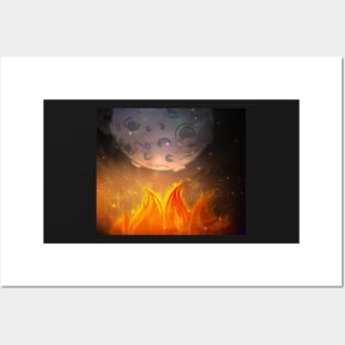 Let it fire to the moon - Fire sign - The Five Elements Abstract  Symbol Posters and Art